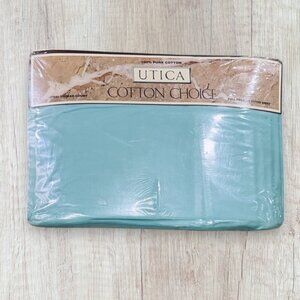 UTICA Vintage Y2K FULL Sheet Set Cotton Choice Solids Premium Lake Blue New